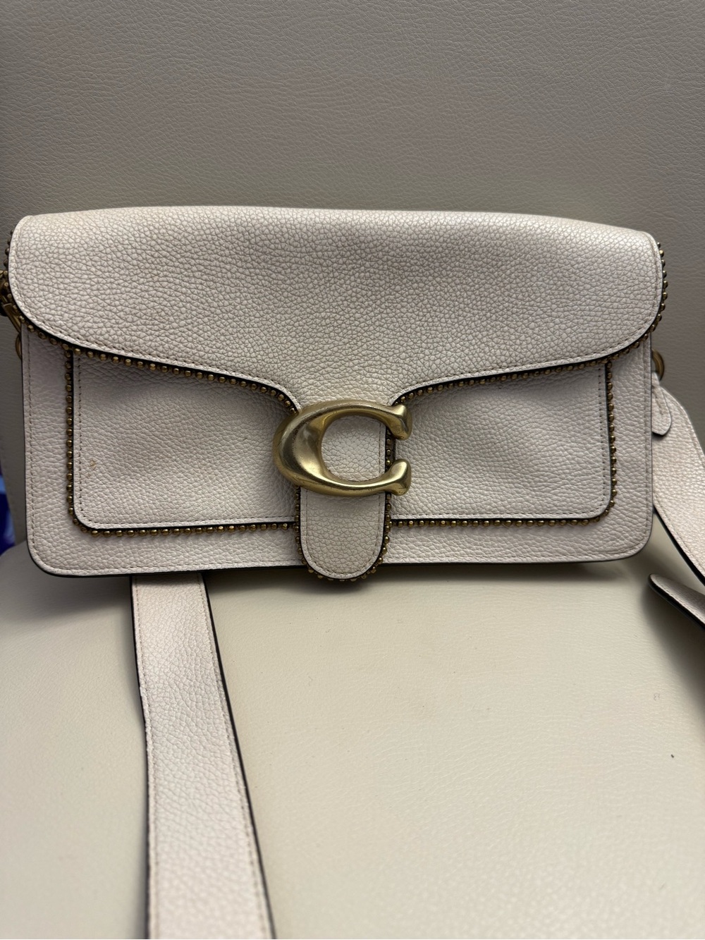 Coach Chalk Pebbled Leather Crossbody with Brass C Hardware